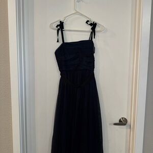 Navy Blue Tie-Shoulder Maxi Dress